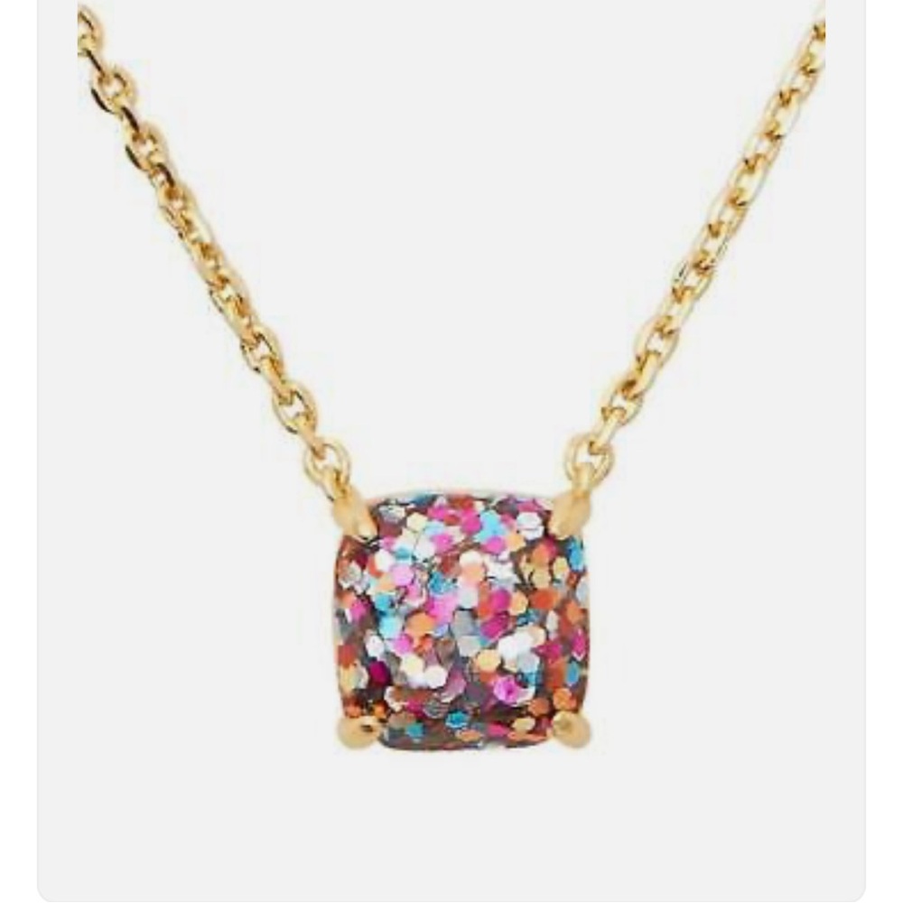 kate spade Gold Multi-Color Glitter Square Pendant Necklace